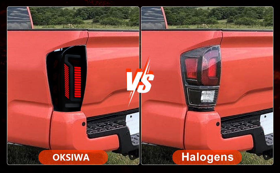 OKSIWA Full LED Tail Lights for 2016-2023 Toyota Tacoma with Smoked Lens & Dynamic Starting Animation (1 Pair)