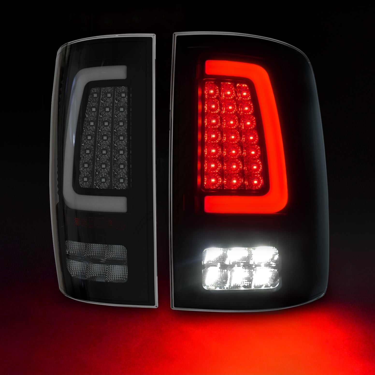 YQ-Motoring Tail Lights For 2009-2018 Dodge Ram 1500 2500 3500 – Chrome Housing Red Lens - View #2