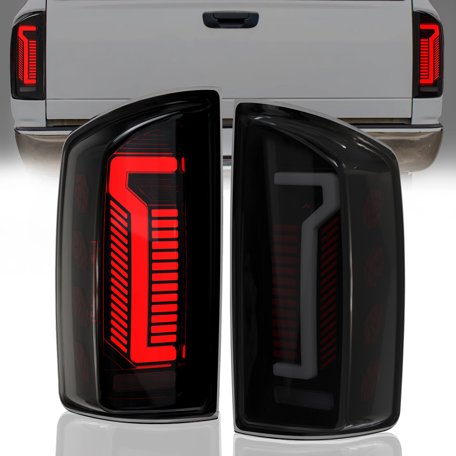 OKSIWA Sequential Full Led tail lights for 2007-2008 Dodge Ram 1500,2007-2009 Ram 2500 3500 Starting Animated Rear Light Assembly, Dynamic Turn Signal,Brake Light,Reverse Light Smoked