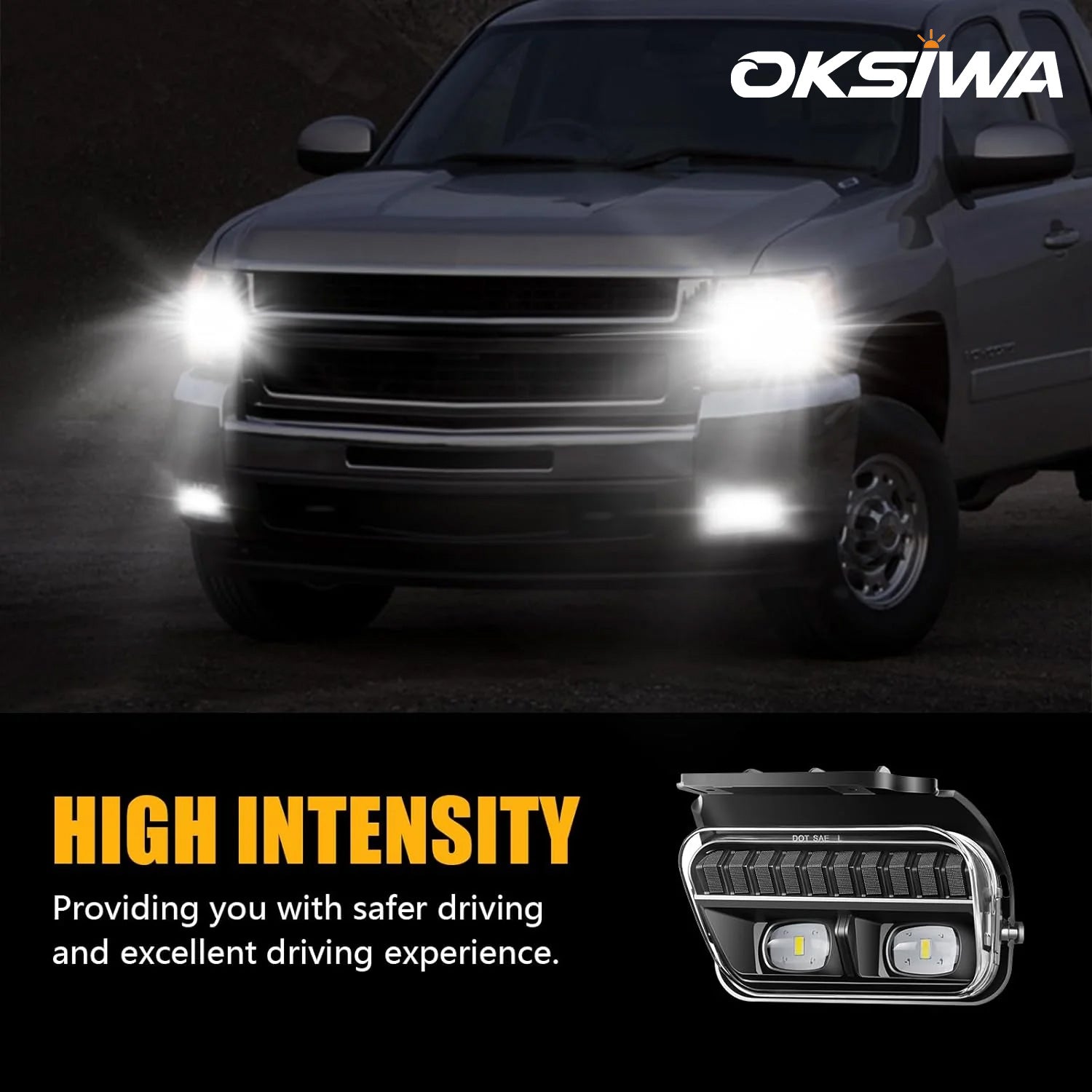 OKSIWA LED Fog Lights for 2003-2007 Chevy Silverado, 2002-2006 Avalanche (1 pair)