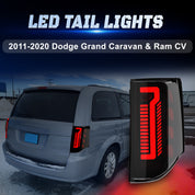OKSIWA Sequential Full Led Tail Light Compatible with 2011-2020 Dodge Grand Caravan & Ram C/V Starting Animated, Dynamic Turn Signal,Brake Light,Reverse Light Smoked Rear Light Assembly