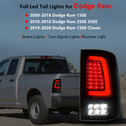 OKSIWA Full Led tail lights for 2009-2018 Dodge Ram Rear Light Assembly Turn Signal,Brake Light,Reverse Light Smoked 1 Pair Rear Lights