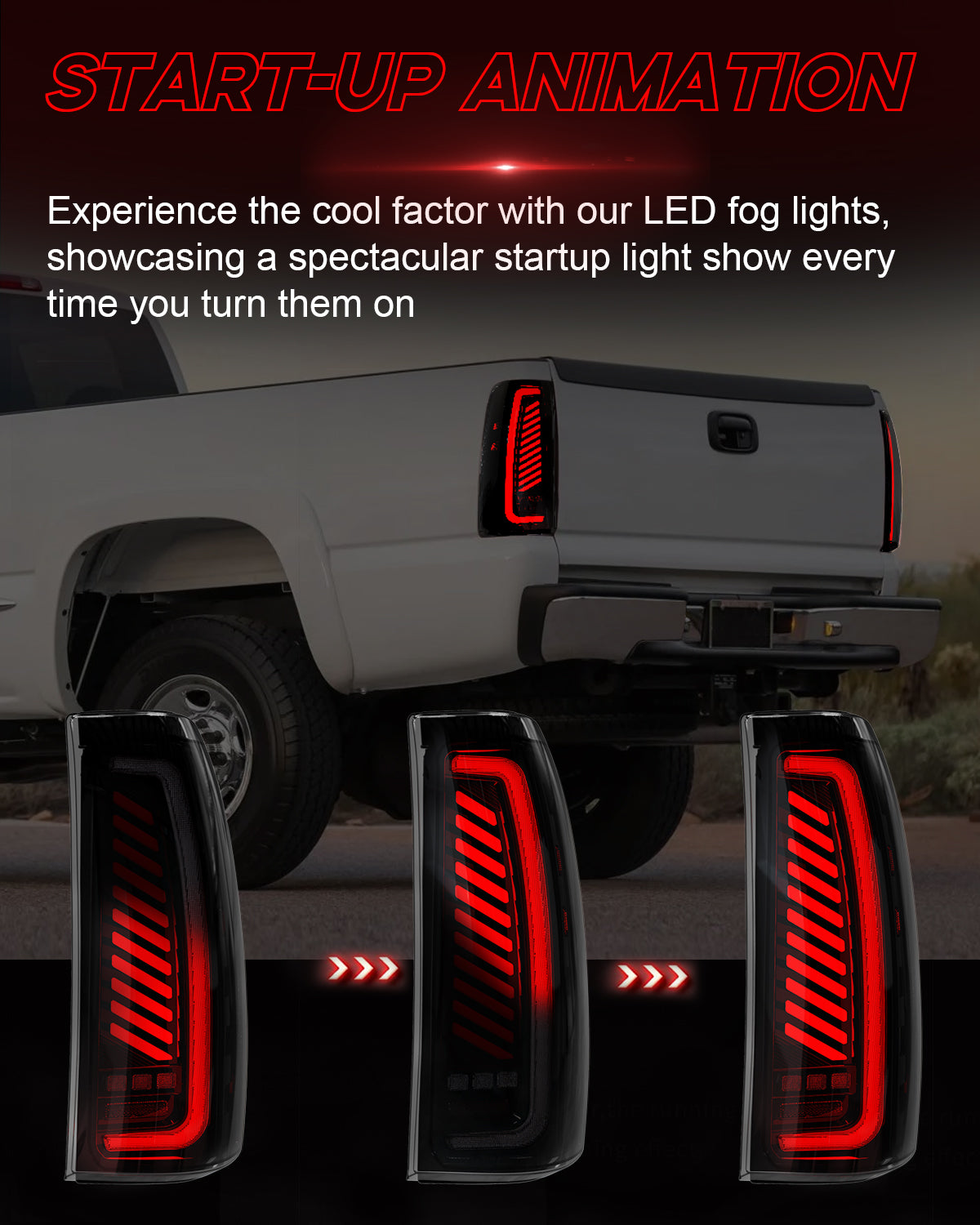 OKSIWA Sequential LED Tail Lights for 1999-2002 Chevy Silverado 1500/2500 & 1999-2006 GMC Sierra 1500/2500/3500 with Start-Up Animation, Dynamic Turn Signals, Brake Light,Reverse Light -Smoked