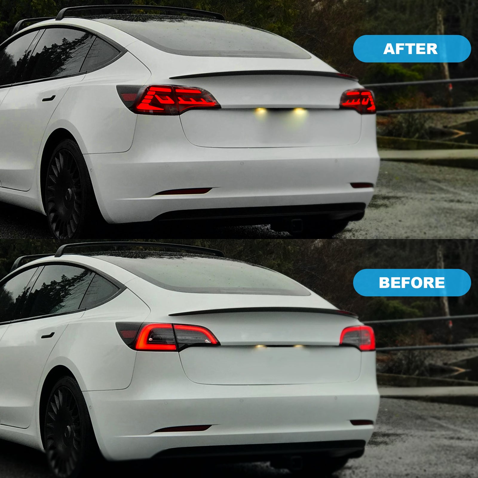 Oksiwa LED Tail Lights for 2017-2022 Tesla Model 3, Model Y with Smoked Lens