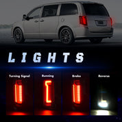 OKSIWA Sequential Full Led Tail Light Compatible with 2011-2020 Dodge Grand Caravan & Ram C/V Starting Animated, Dynamic Turn Signal,Brake Light,Reverse Light Smoked Rear Light Assembly