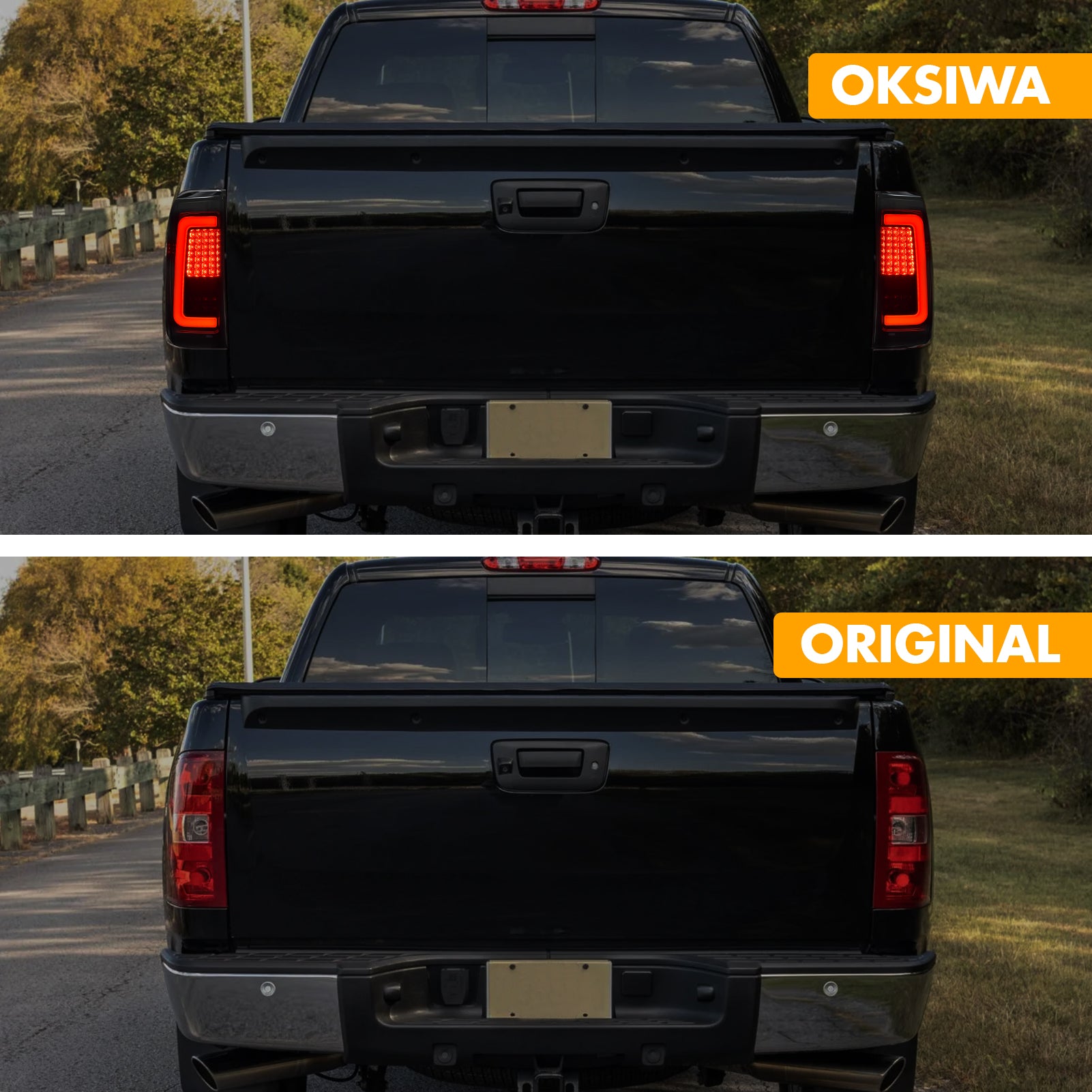 OKSIWA Full LED Tail Light for 2007-2013 Chevy Silverado 1500 2500HD 3500HD,Unique C Shaped Design Rear Light,Turn Signal,Smoked Lens Tail Lights,Brake,Reverse Light