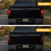 OKSIWA Full LED Tail Light for 2007-2013 Chevy Silverado 1500 2500HD 3500HD,Unique C Shaped Design Rear Light,Turn Signal,Smoked Lens Tail Lights,Brake,Reverse Light