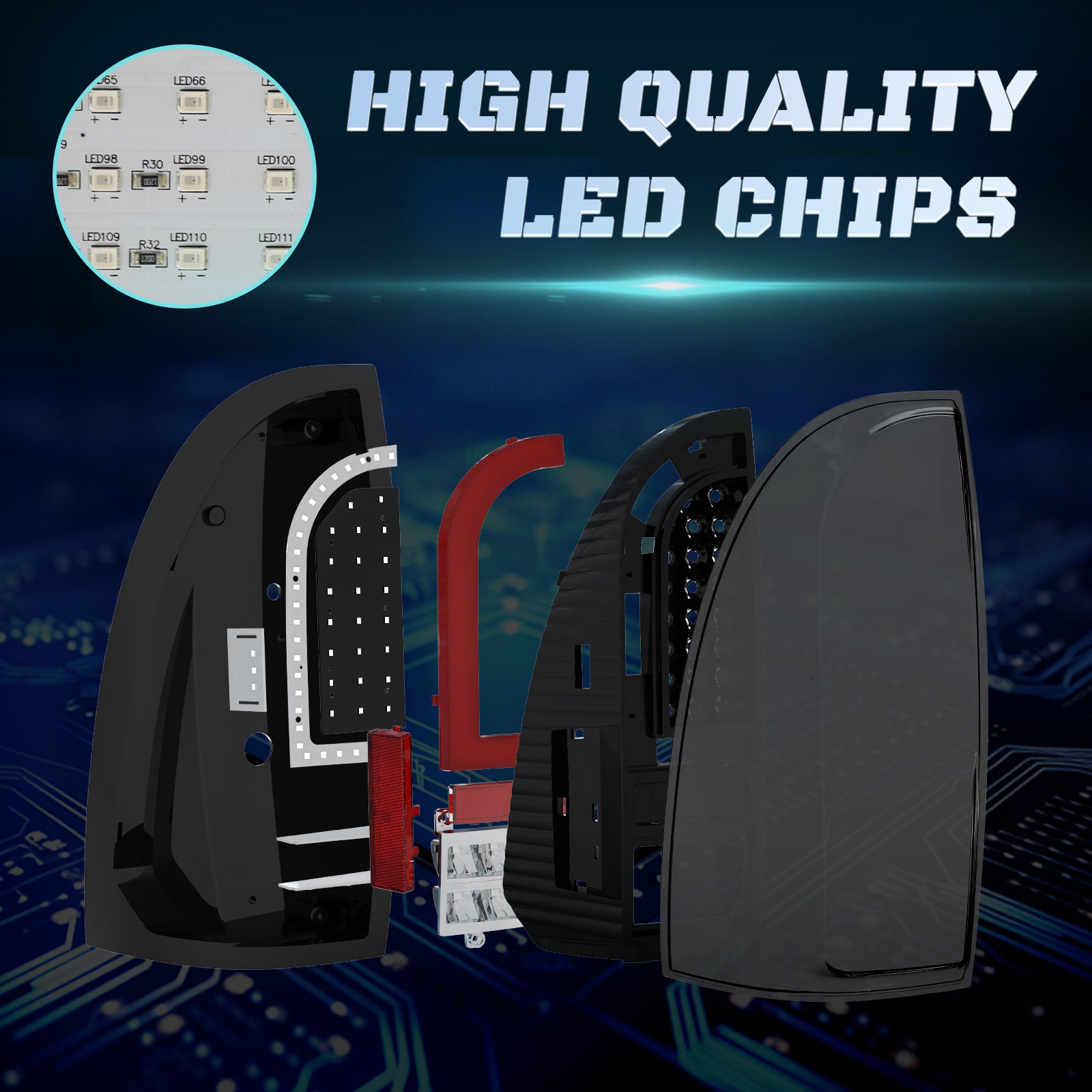 OKSIWA Full Led Tail Lights for Toyota Tacoma 2005-2015 Rear Light Assembly, Turn Signal,Brake Light,Reverse Light Smoked