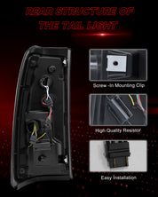 OKSIWA Sequential LED Tail Lights for 1999-2002 Chevy Silverado 1500/2500 & 1999-2006 GMC Sierra 1500/2500/3500 with Start-Up Animation, Dynamic Turn Signals, Brake Light,Reverse Light -Smoked