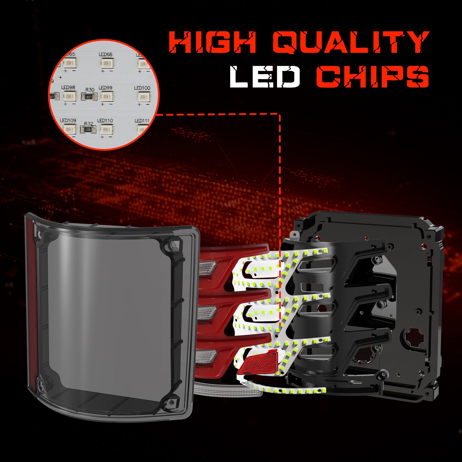 OKSIWA Sequential Full Led tail lights for 1973-1987 Chevy & GMC Starting Animated,Dynamic Turn Signal,Brake Light,Reverse Light Smoked Rear Light Assembly