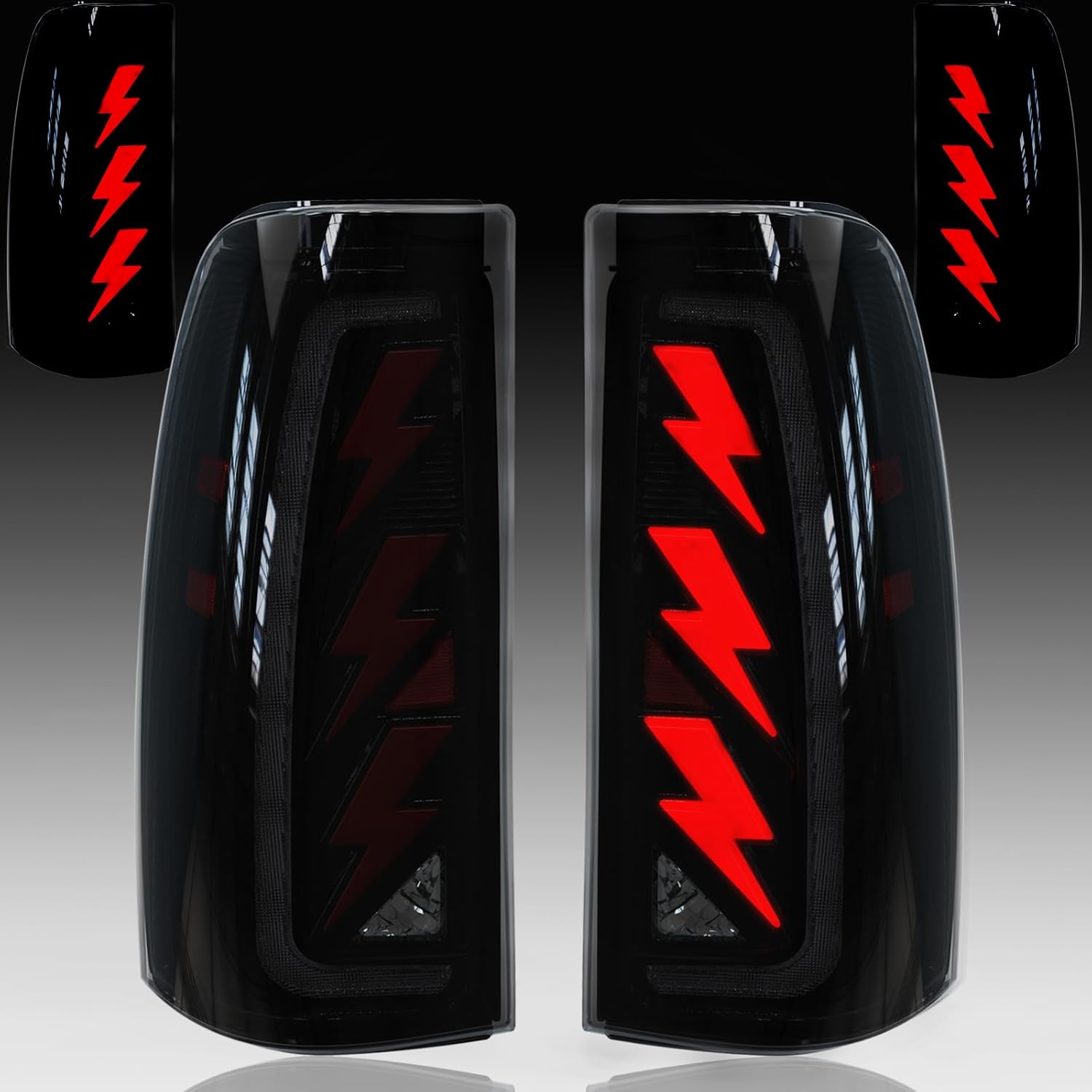 OKSIWA Sequential LED Tail Light for 2003 2004 2005 2006 Chevy Silverado,with Start-up Animation,Dynamic Turn Signal,Lightning Shaped Design Rear Lights,Brake Reverse, Smoked Lens