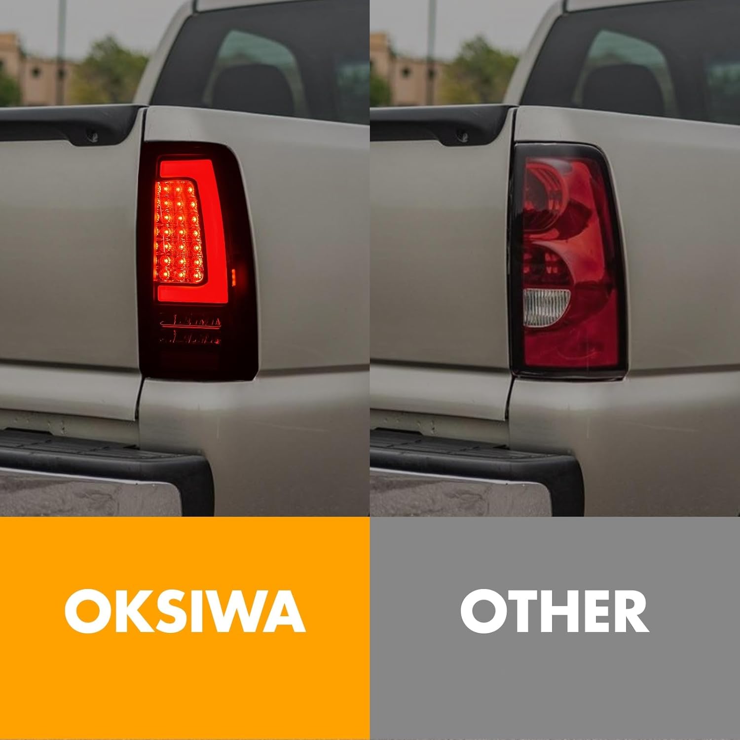 OKSIWA FULL LED Tail Light for 2003-2006 Chevy Silverado,Unique Shaped Design Running light,Turn Signal, Reverse Light, Rear Lights Set, Easy to Install,Waterproof