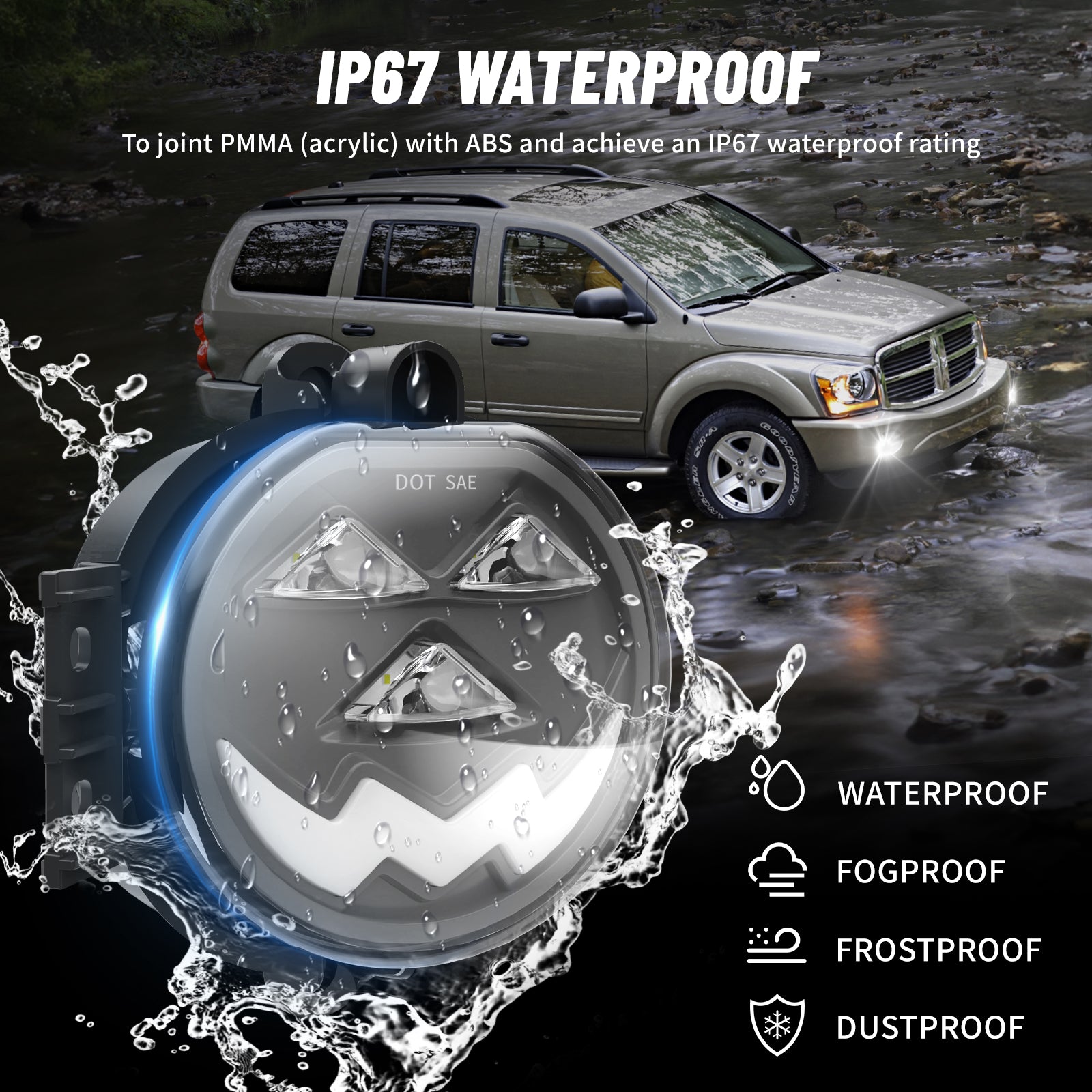 OKSIWA Led Fog Lights with DRL&Turn signal for 2002-2008 Dodge Ram 1500,2003-2009 Ram 2500 3500 Pickup Truck,2004 2005 2006 Durango Upgraded and Modified Fog Lamps 1 Pair