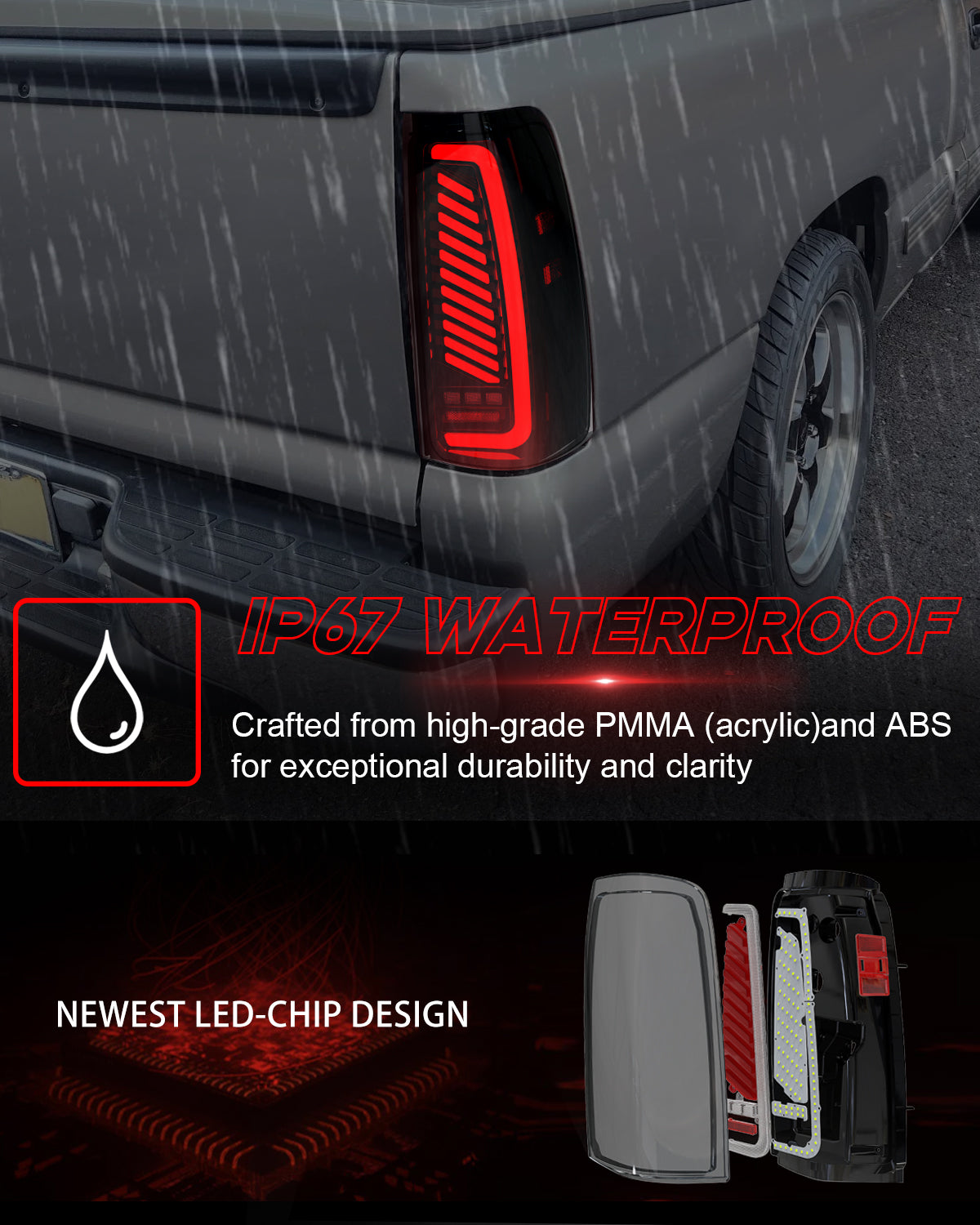 OKSIWA Sequential LED Tail Lights for 1999-2002 Chevy Silverado 1500/2500 & 1999-2006 GMC Sierra 1500/2500/3500 with Start-Up Animation, Dynamic Turn Signals, Brake Light,Reverse Light -Smoked
