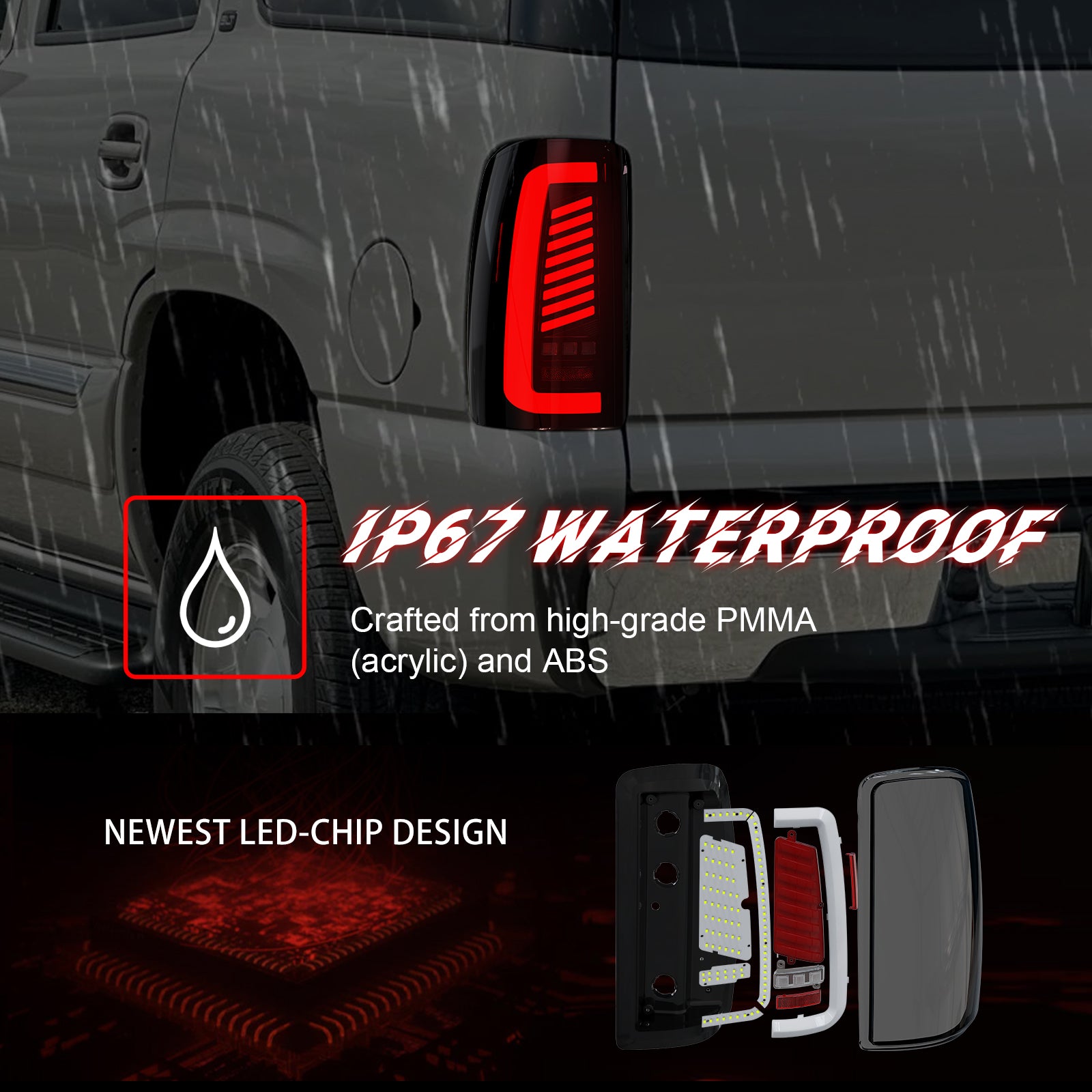 OKSIWA Sequential LED Tail Lights for 2000-2006 Chevy Suburban 1500/2500, Tahoe, GMC Yukon/Yukon XL 1500/2500, with Start-Up Animation, Dynamic Turn Signals, Brake and Reverse Lights