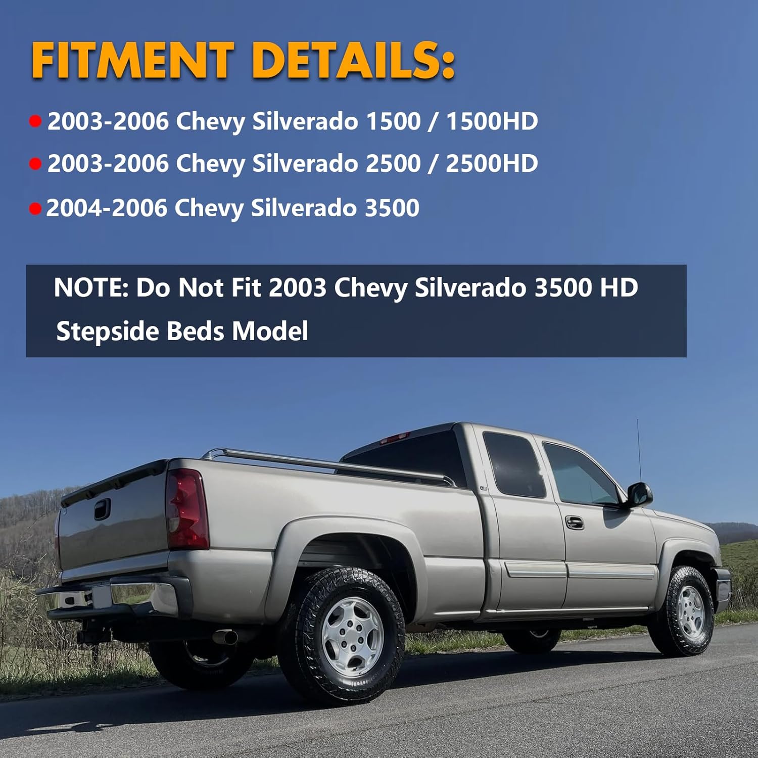 OKSIWA Tail Light with bulbs for 2003-2006 Chevy Silverado, Running Light Turn Signal, Brake, Reverse,Driver and passenger side Rear Taillights With Bulb and Harness,Black Trim