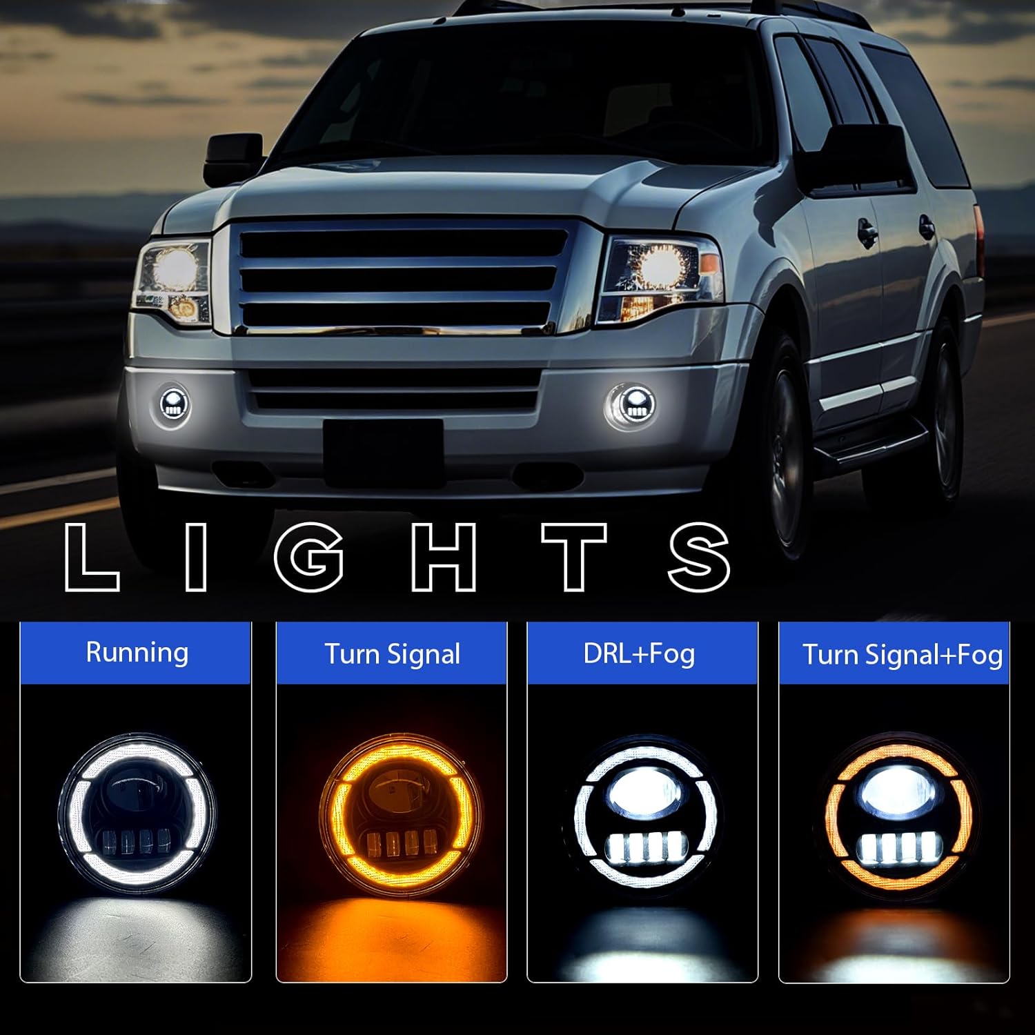OKSIWA Led Fog Lights with DRL Comaptible with Ford Expedition 2007 2008 2009 2010 2011 2012 2013 2014, Compatible with 2008-2011 Ford Ranger, Upgrade and Modified 1 Pair Led Fog Lamp, Fog Light Assembly