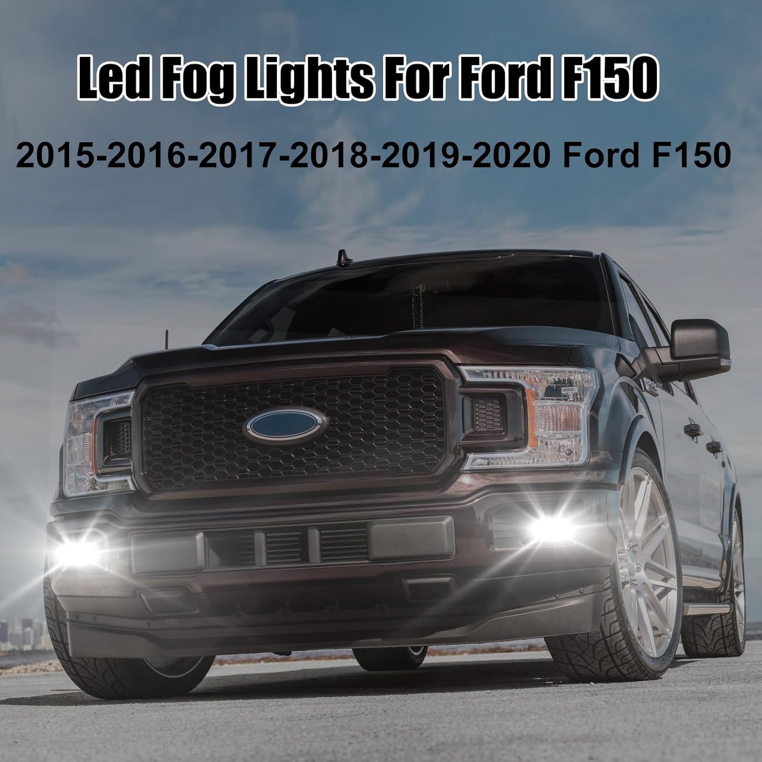 OKSIWA LED Fog Lights For 2015-2020 Ford F-150 Bumper Driving Fog Lamps Set Assembly Kit 1 Pair (Clear Lens)