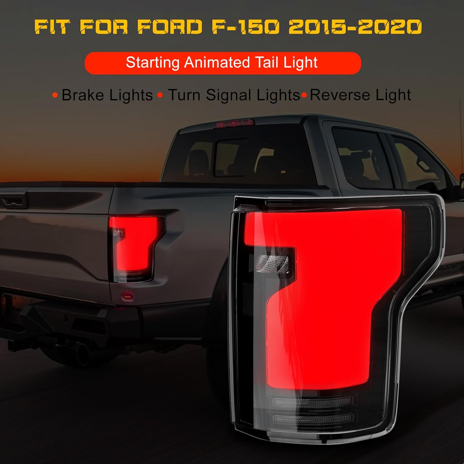 OKSIWA Sequential Full Led tail lights for Ford F150 2015-2020 Starting Animated Rear Light Assembly, Dynamic Turn Signal,Brake Light,Reverse Light Smoked