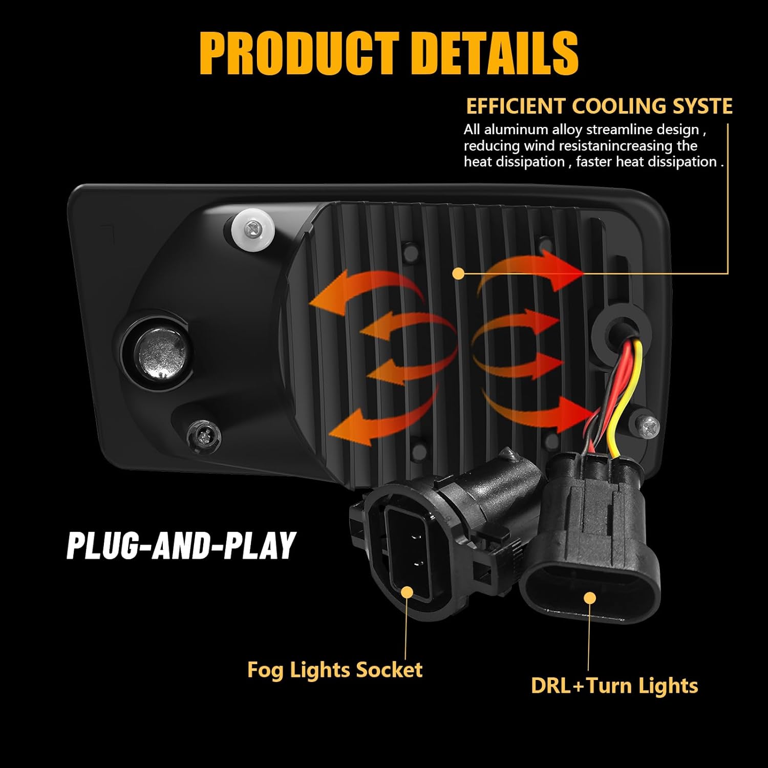 OKSIWA  LED Fog Lights with Day Running Light Amber Turn Signal for 2007-2015 Chevy Silverado, Suburban, Tahoe, 2007-2013 Avalanche, Pick Up Truck Fog Lamp with Fog Wiring Harness Switch