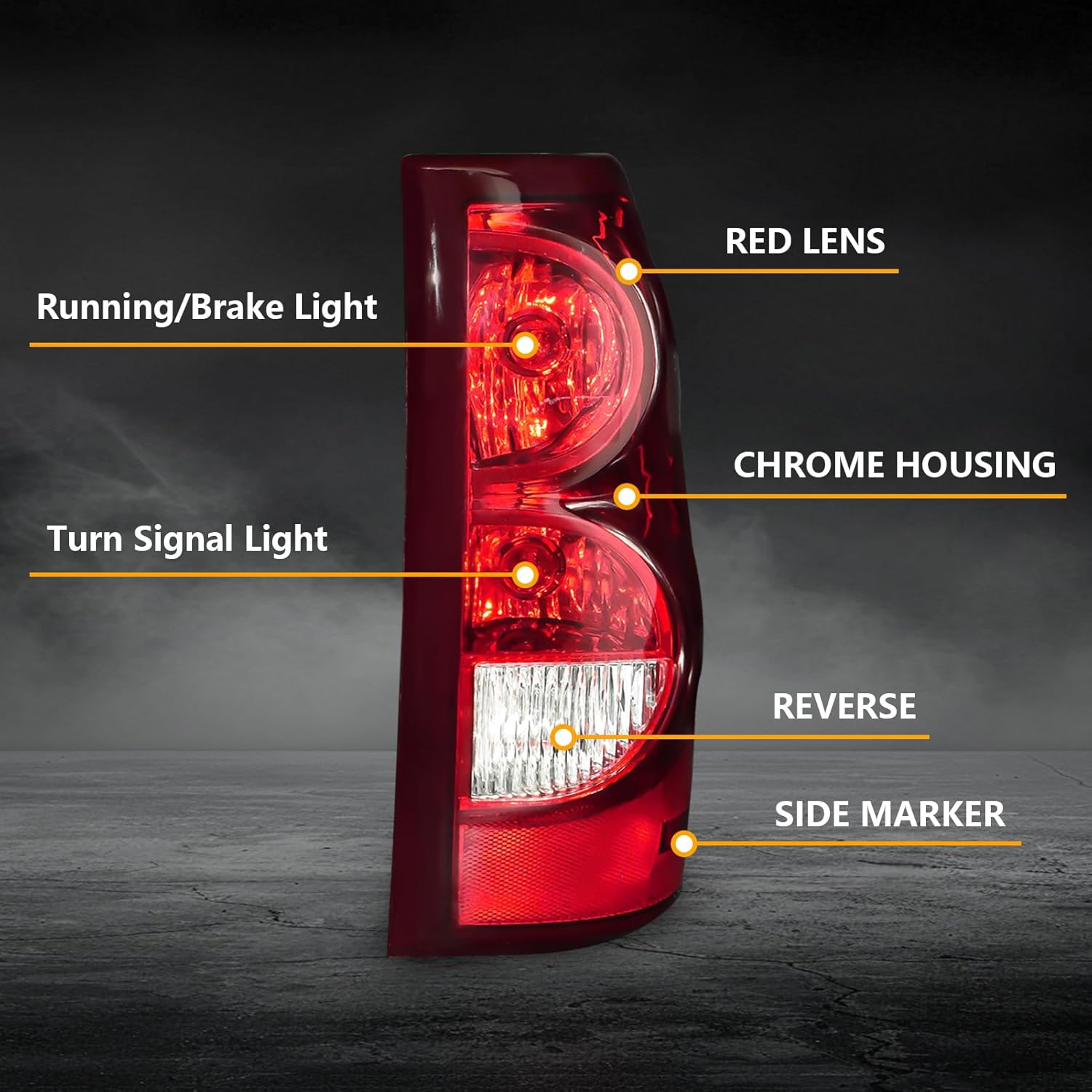 OKSIWA Tail Light with bulbs for 2003-2006 Chevy Silverado, Running Light Turn Signal, Brake, Reverse,Driver and passenger side Rear Taillights With Bulb and Harness,Black Trim