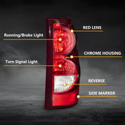OKSIWA Tail Light with bulbs for 2003-2006 Chevy Silverado, Running Light Turn Signal, Brake, Reverse,Driver and passenger side Rear Taillights With Bulb and Harness,Black Trim