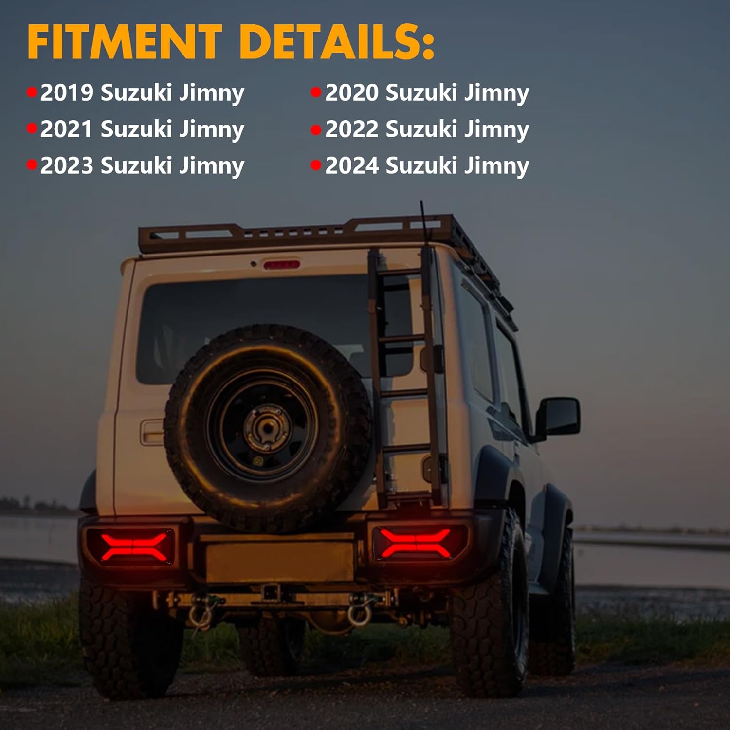 Oksiwa Full Tail Lights for 2019-2024 Suzuki Jimny with Start Up Sequence,Dynamic Turn Signal,Unique Appearance Design, Reverse Brake Tail Lamp Rear Lights Assembly