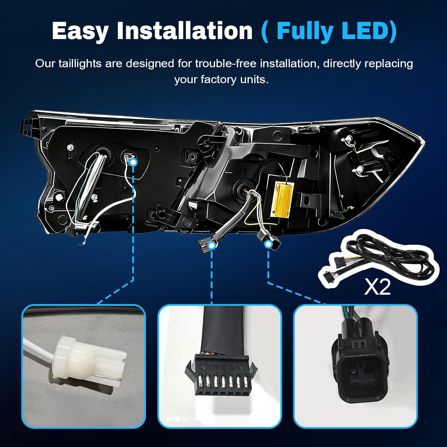 OKSIWA Full LED Tail Lights for Honda Accord 2018-2022,10th & 10.5th Gen Rear Lights with Start-Up Animation, Turn Signals, Brake Lights, and Reverse Lights