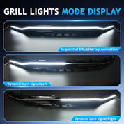 OKSIWA Sequential LED Middle Grille Light For 2025 SE / XSE Toyota Camry, with Starting Animation,Dynamic Turn Signal,White Daytime Running Lights, Front Driving Hood Light