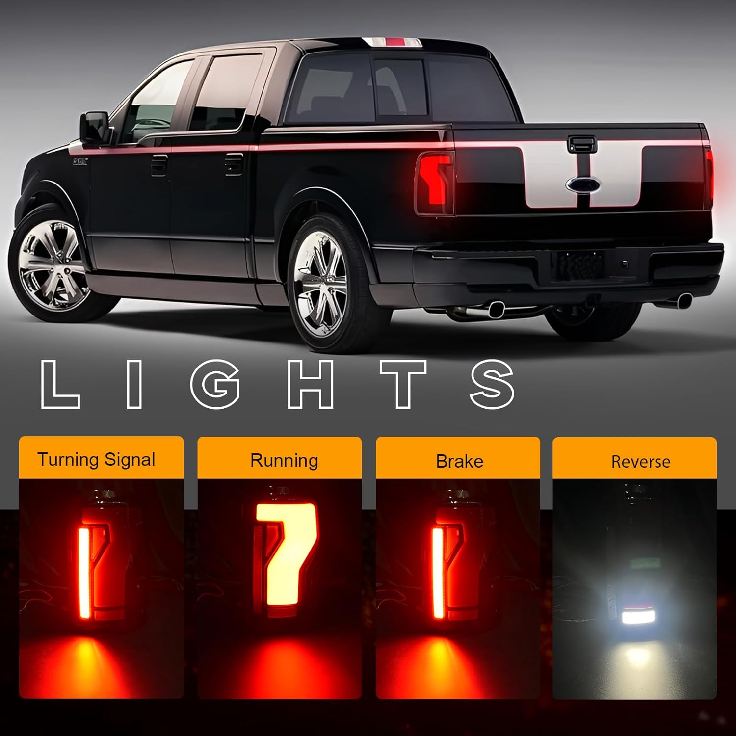 OKSIWA Full Led Tail Lights Compatible with Ford F150 2004 2005 2006 2007 2008 Starting Animated, Dynamic Turn Signal, Brake Light, Reverse Light Smoked Rear Light Assembly, Tail Lamps