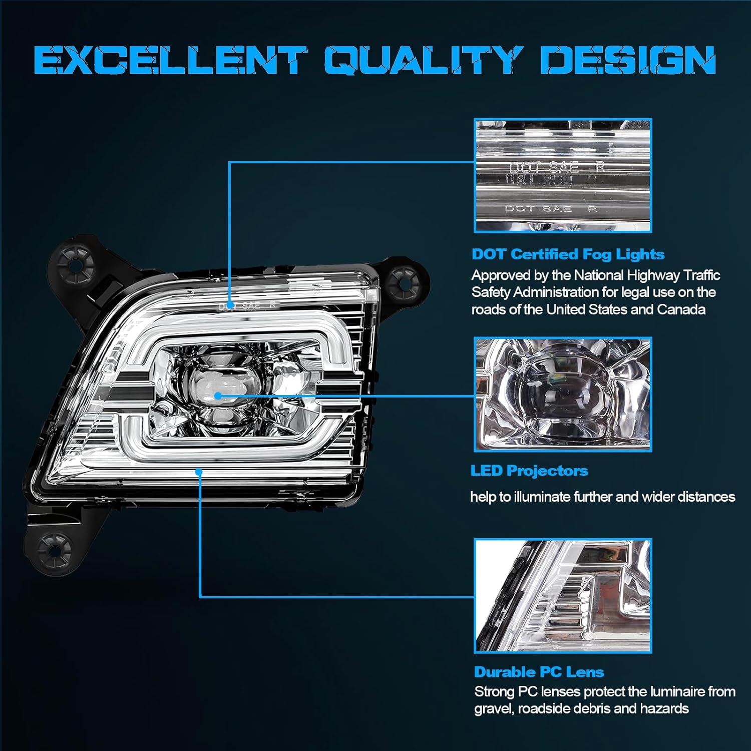 OKSIWA Clear Lens Led Fog Lights Compatible with 2019 2020 2021 2022 2023 Chevrolet Silverado 1500 2500HD 3500HD Upgrade and Modified 1 Pair Led Fog Lamp, Fog Light Assembly,Clear