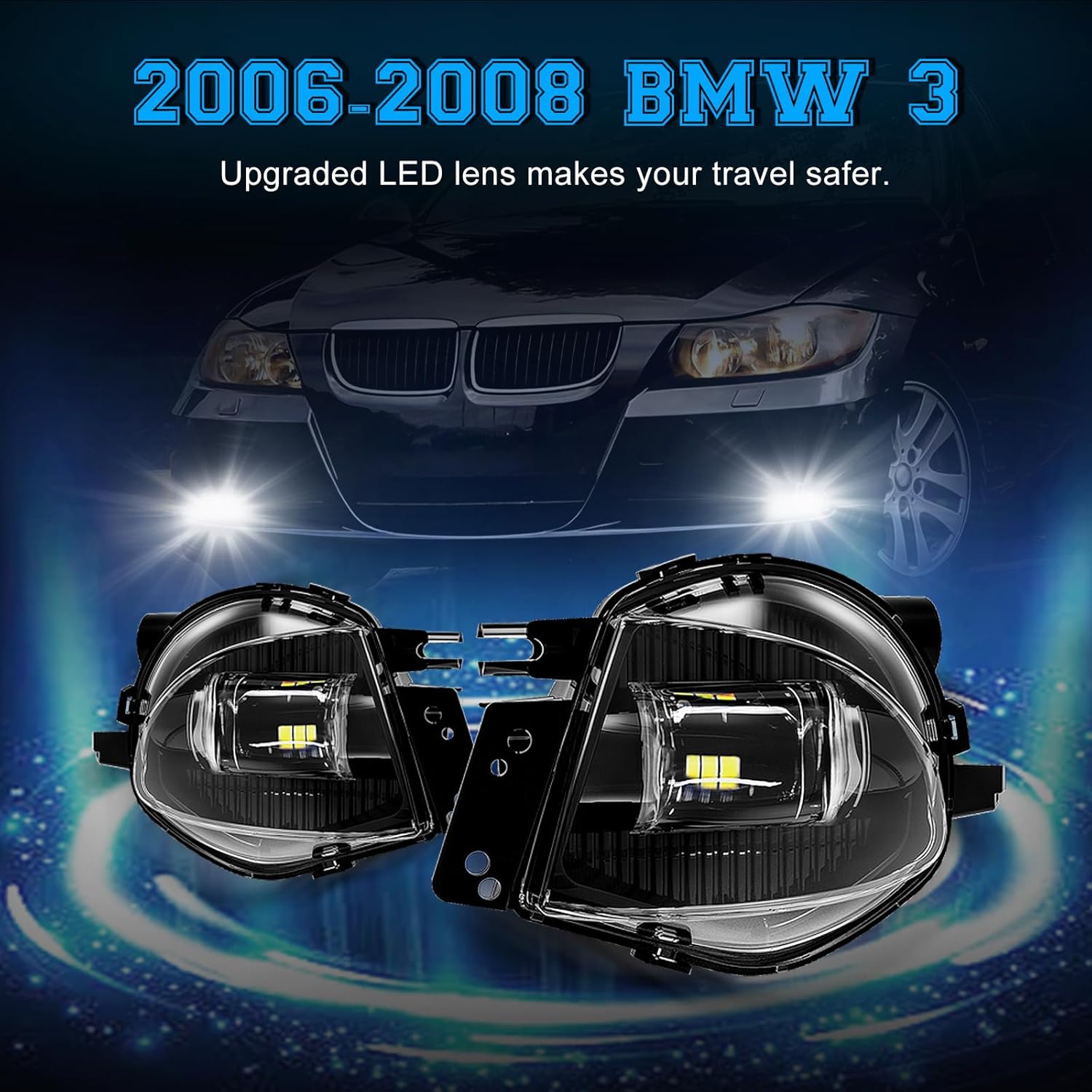 OKSIWA Led Fog Lights for 06-08 BMW E90 3 Series 323i 325i 325xi 330i 330xi 335i 335xi 328i 328xi 2006 2007 2008 Upgrade LED Fog Lights 1 Pair