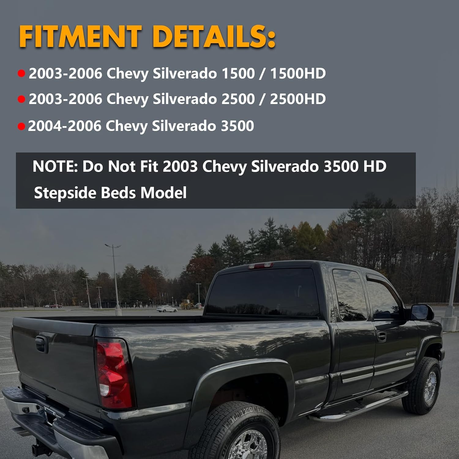 OKSIWA Tail Light with bulbs for 2003-2006 Chevy Silverado, Running Light Turn Signal, Brake, Reverse,Driver and passenger side Rear Taillights With Bulb and Harness,Red Trim