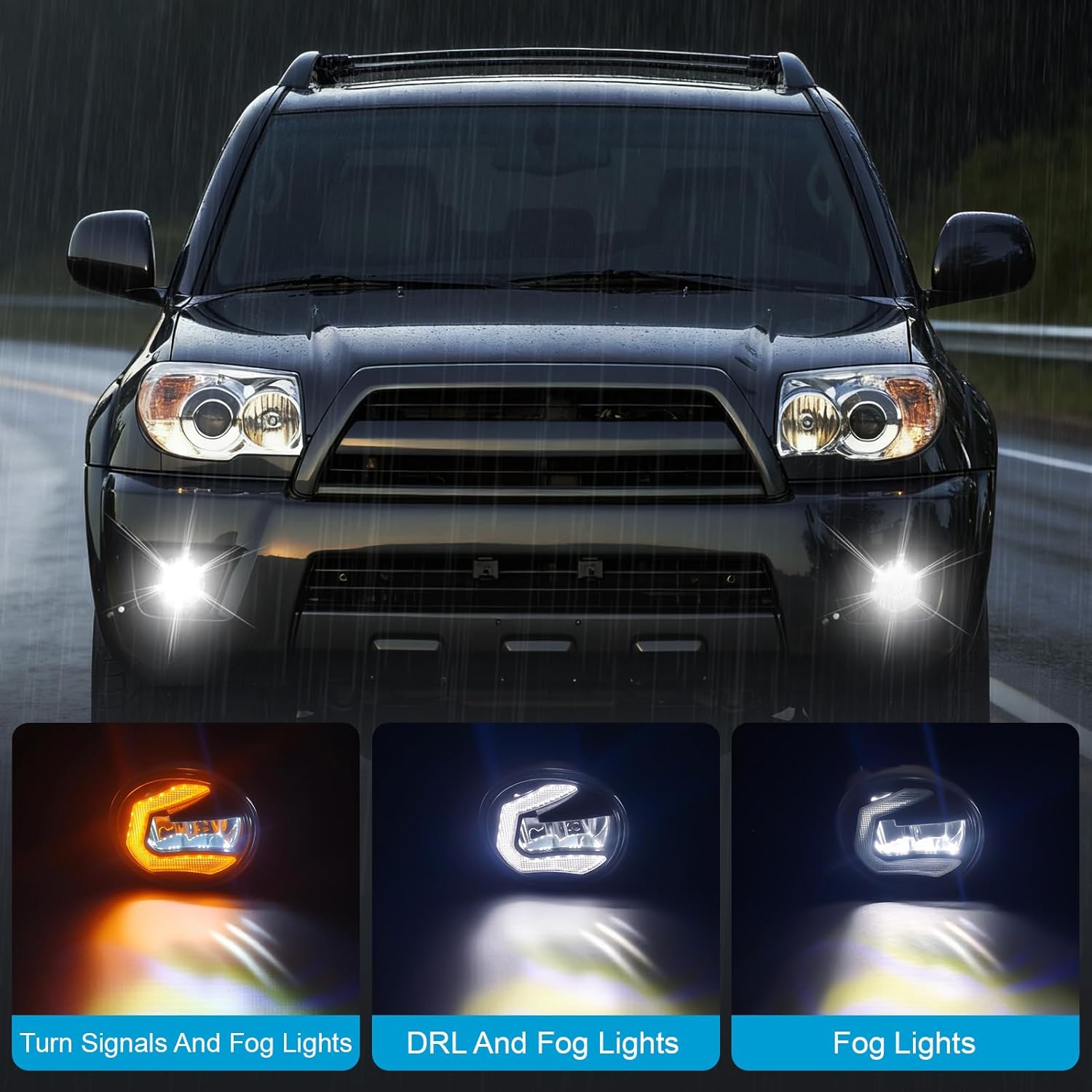 OKSIWA LED Fog Lights for 2006 2007 2008 2009 Toyota 4Runner, Front Driving Fog Light Lamps | Assembly Replacement Kit | Clear Lens