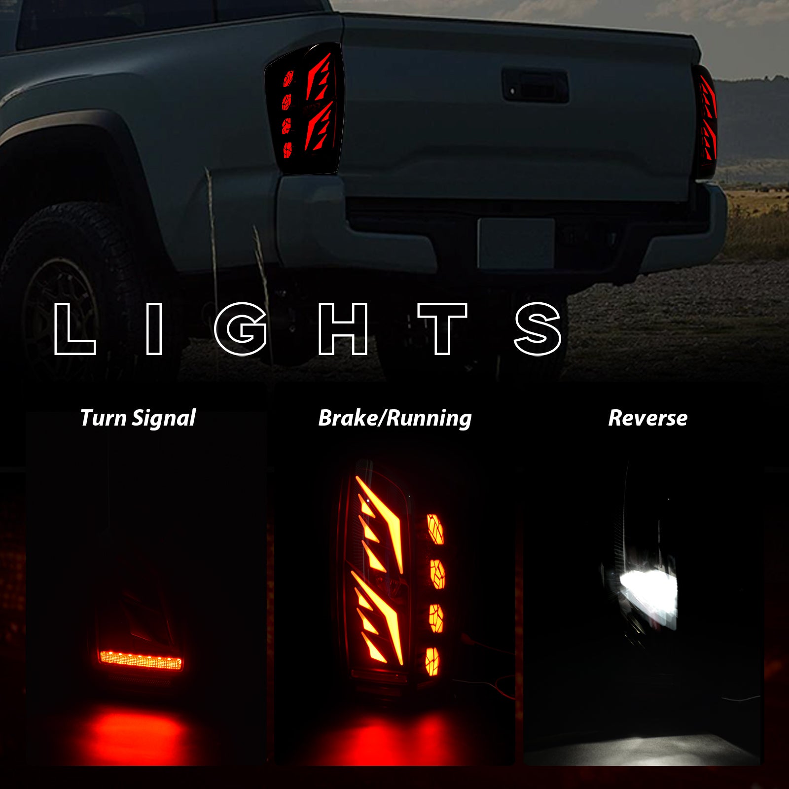 OKSIWA Sequential Full Led tail lights for Tacoma 2016-2023 Dynamic Turn Signal,Brake Light,Reverse Light Smoked Starting Animated Rear Light Assembly