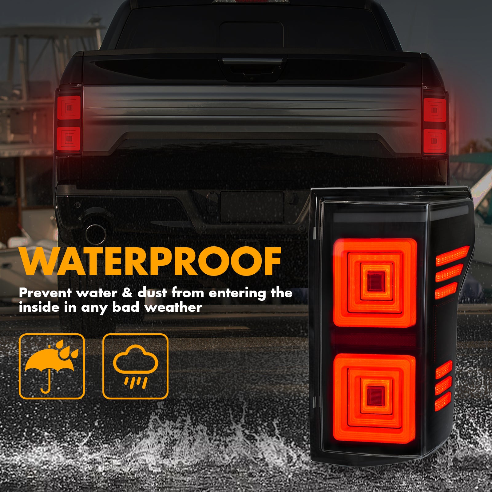Oksiwa Full LED Tail Lights for 2015-2020 Ford F150, Unique Shaped Attractive Design Tail Lamp, Turn Signal Reverse Brake Rear Lights Assembly