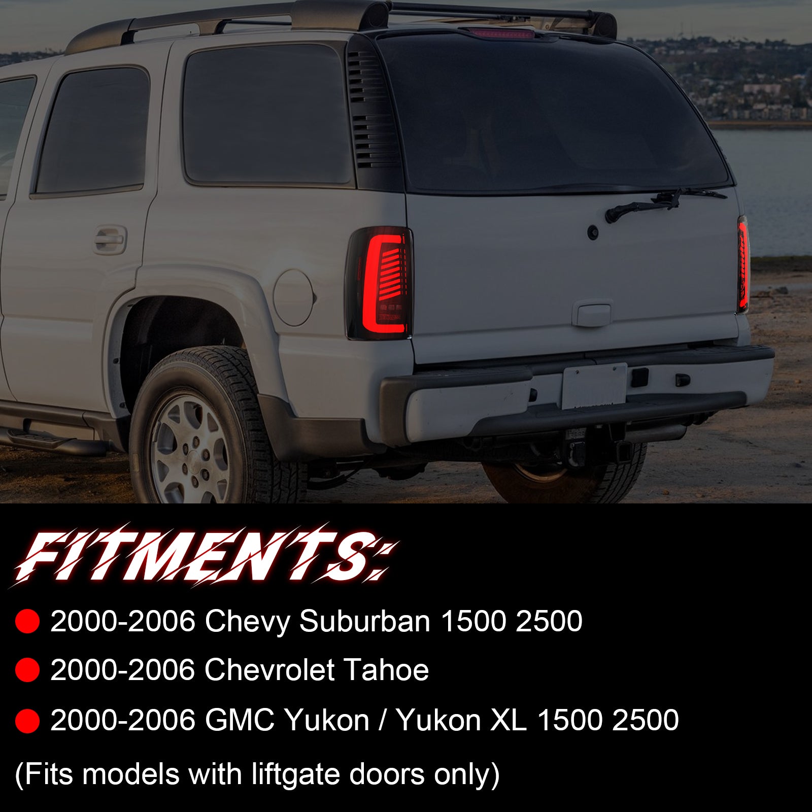 OKSIWA Sequential LED Tail Lights for 2000-2006 Chevy Suburban 1500/2500, Tahoe, GMC Yukon/Yukon XL 1500/2500, with Start-Up Animation, Dynamic Turn Signals, Brake and Reverse Lights