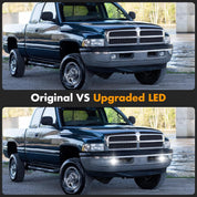 OKSIWA LED Fog Lights with DRL Compatible For Dodge Ram 1500 2500 3500 1994-2002 Bumper Driving Fog Lamps Replacement, 4 Lighting Modes
