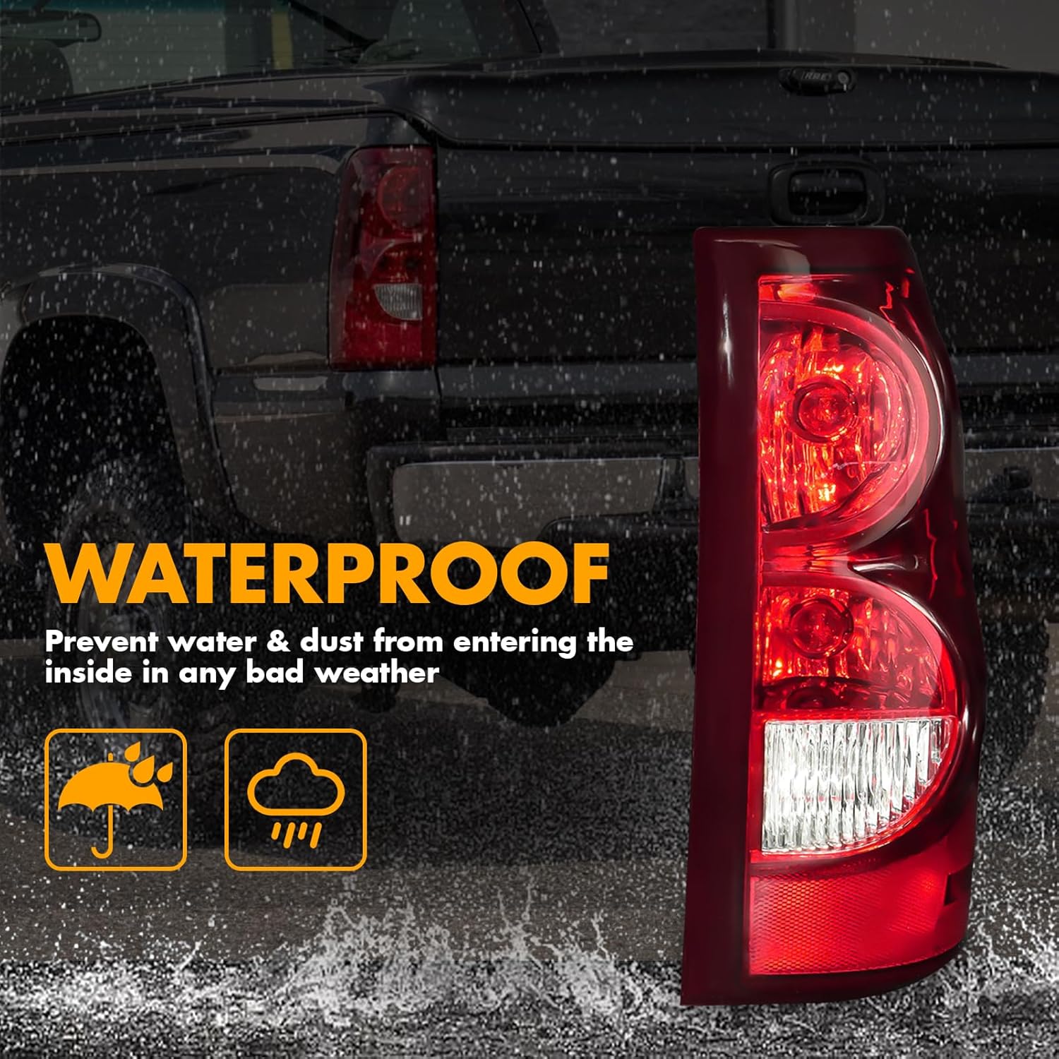 OKSIWA Tail Light with bulbs for 2003-2006 Chevy Silverado, Running Light Turn Signal, Brake, Reverse,Driver and passenger side Rear Taillights With Bulb and Harness,Black Trim