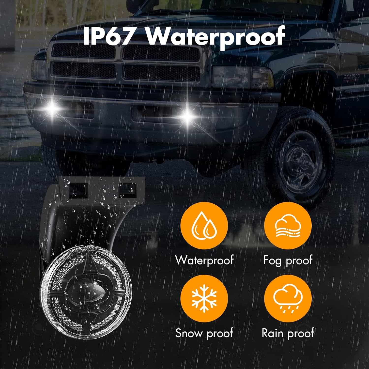 OKSIWA LED Fog Lights with DRL Compatible For Dodge Ram 1500 2500 3500 1994-2002 Bumper Driving Fog Lamps Replacement, 4 Lighting Modes