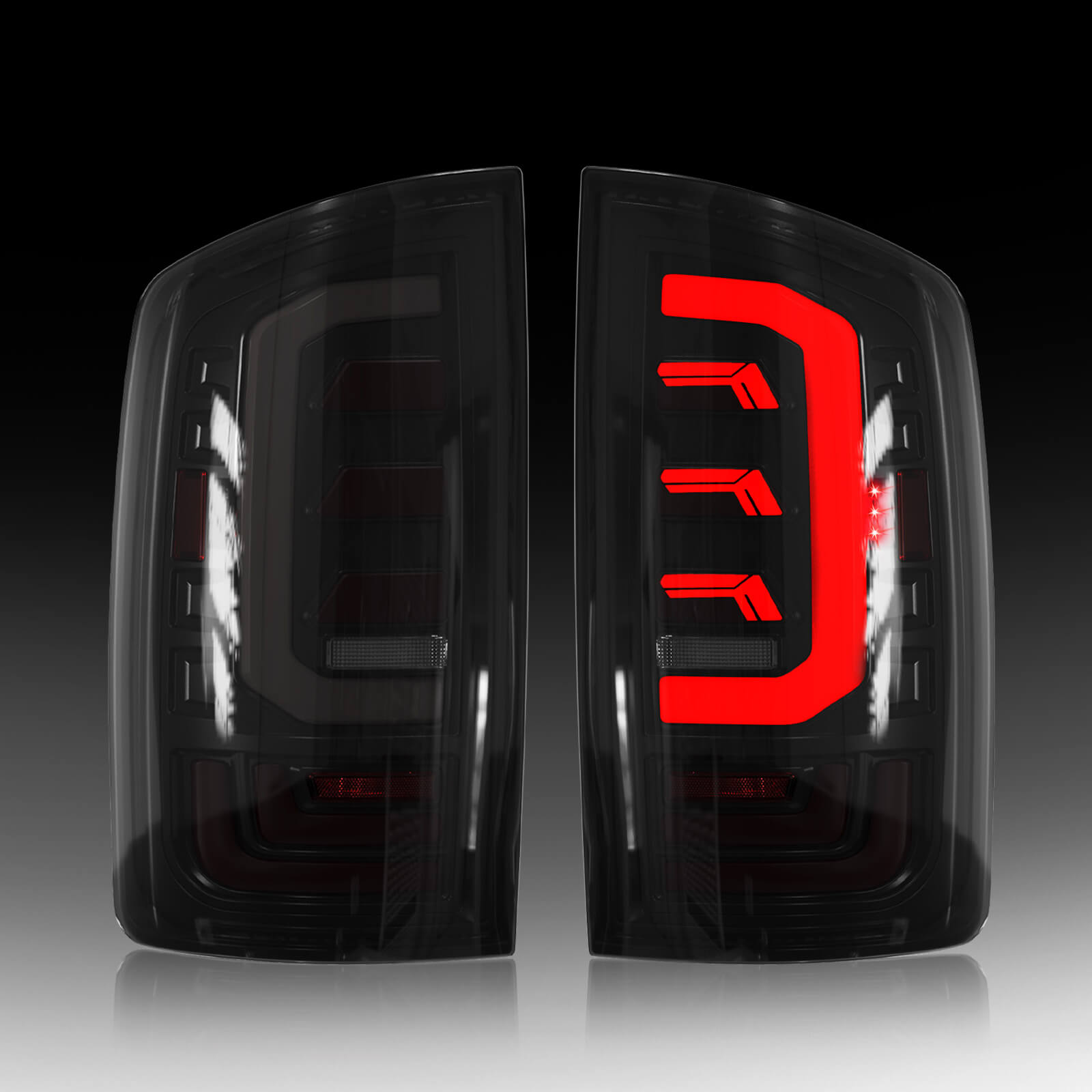 OKSIWA Sequential Full Led tail lights for 2003-2006 Dodge RAM 1500 2500 3500 Starting Animated, Dynamic Turn Signal,Brake Light,Reverse Light Smoked Rear Light Assembly