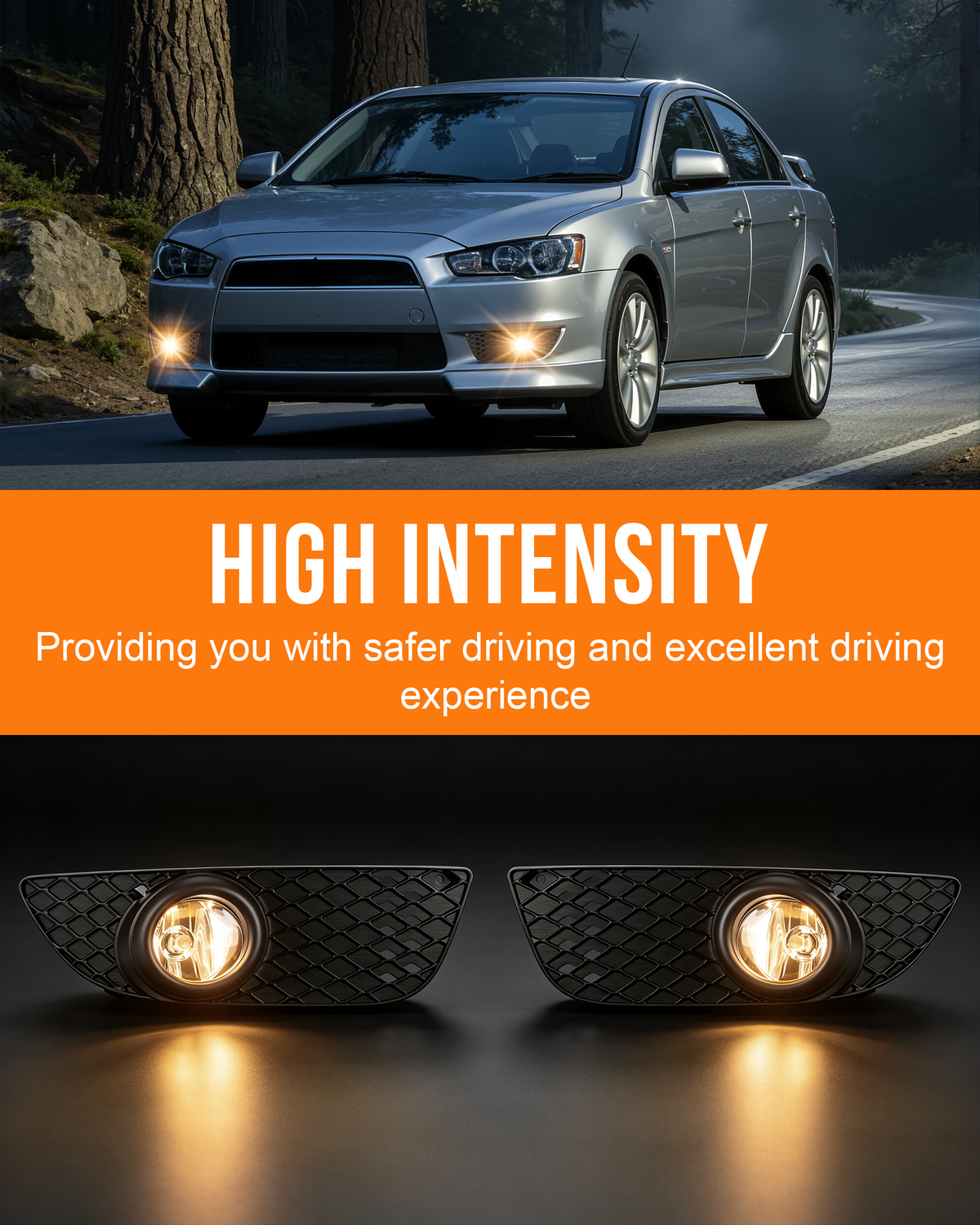 DOT approved Fog Lights Compatible with 2008-2015 Mitsubishi Lancer with Switch & Wiring Harness