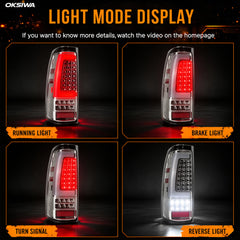 LED Tail Lights for 1999-2006 GMC Sierra & 1999-2002 Chevy Silverado Clear Lens Plug & Play-2