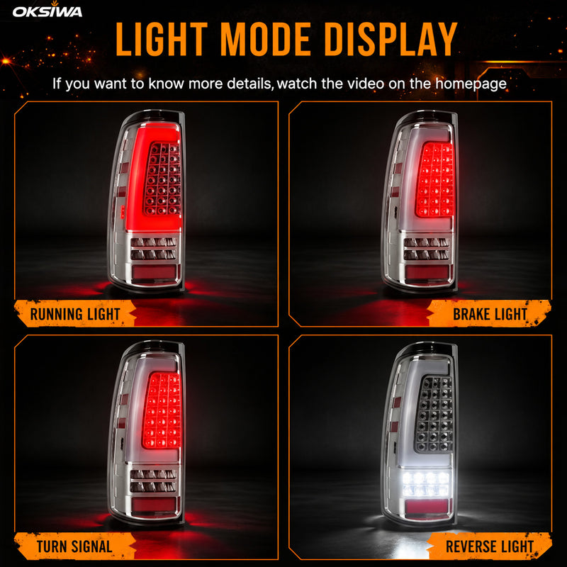 LED Tail Lights for 1999-2006 GMC Sierra & 1999-2002 Chevy Silverado Clear Lens Plug & Play-2