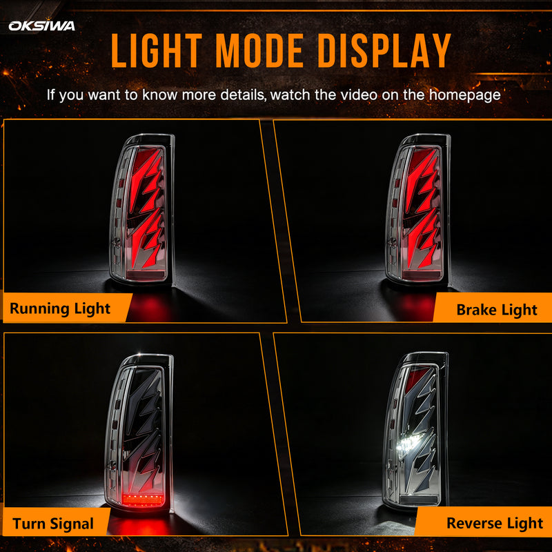 Sequential LED Tail Lights with Startup Animation for 1999-2006 GMC Sierra & 1999-2002 Chevy Silverado Clear Lens Plug & Play-2