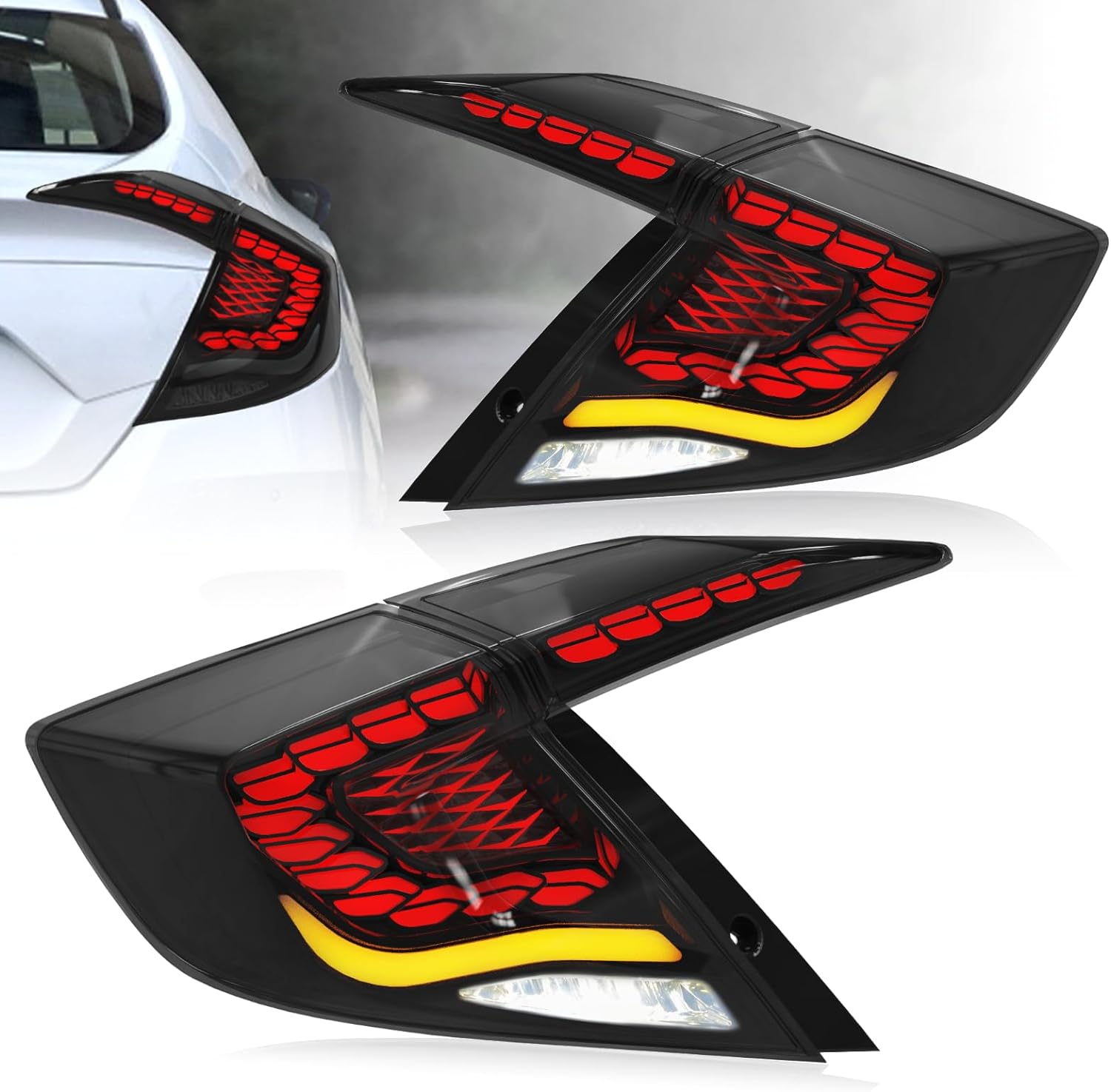 Oksiwa LED Tail Lights for 2016-2021 Honda Civic 10th Gen Sedan (1 pair)