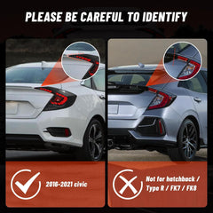 OKSIWA Sequential LED Tail Lights for Honda Civic 10th Gen Sedan 2016-2021 Starting Animated Tail Light Assembly,Parking Light, Brake Turn Signal Lamp, Reverse Light【not for hatchbacks】 Rear lights 1 pair-4