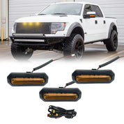 3pcs For 2021 2022 2023 Ford Bronco Yellow Lens LED Front Grille Lights Lamps