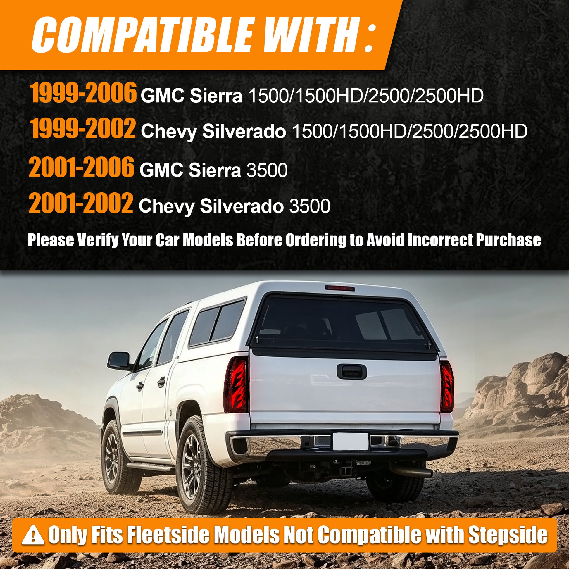 Sequential Smoked LED Tail Lights for 1999-2006 GMC Sierra & 1999-2002 Chevy Silverado Plug & Play Waterproof-3