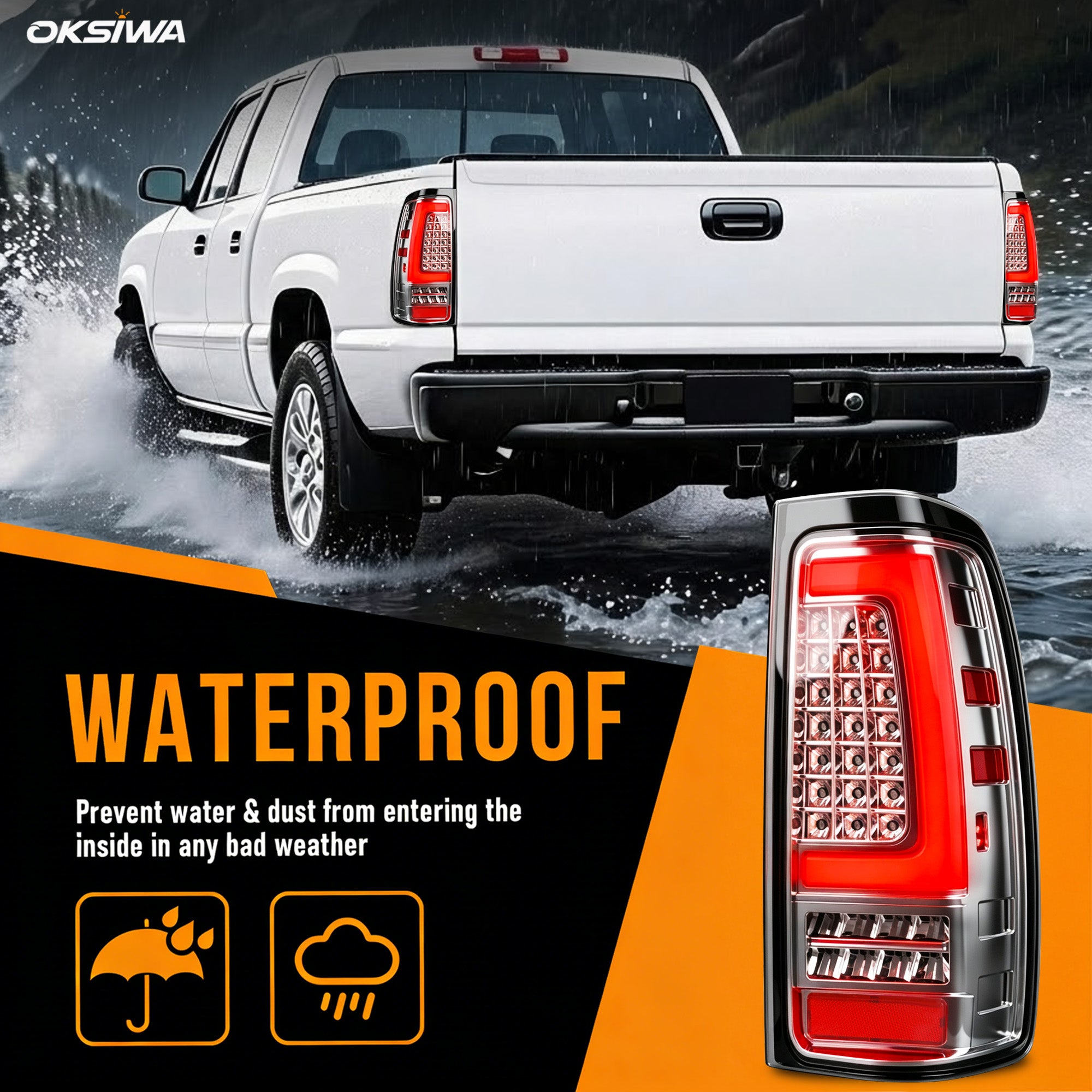 LED Tail Lights for 1999-2006 GMC Sierra & 1999-2002 Chevy Silverado Clear Lens Plug & Play-6